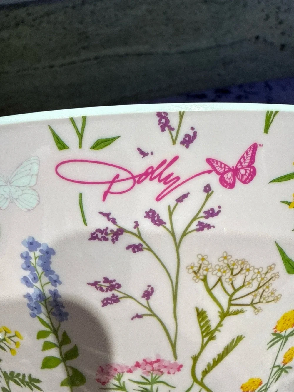 Dolly Parton 10 in serving bowl - Wildflower Print - Pink